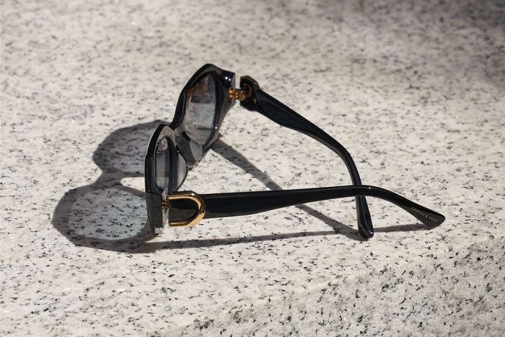 Gabine Recycled Acetate Oval Sunglasses, Black