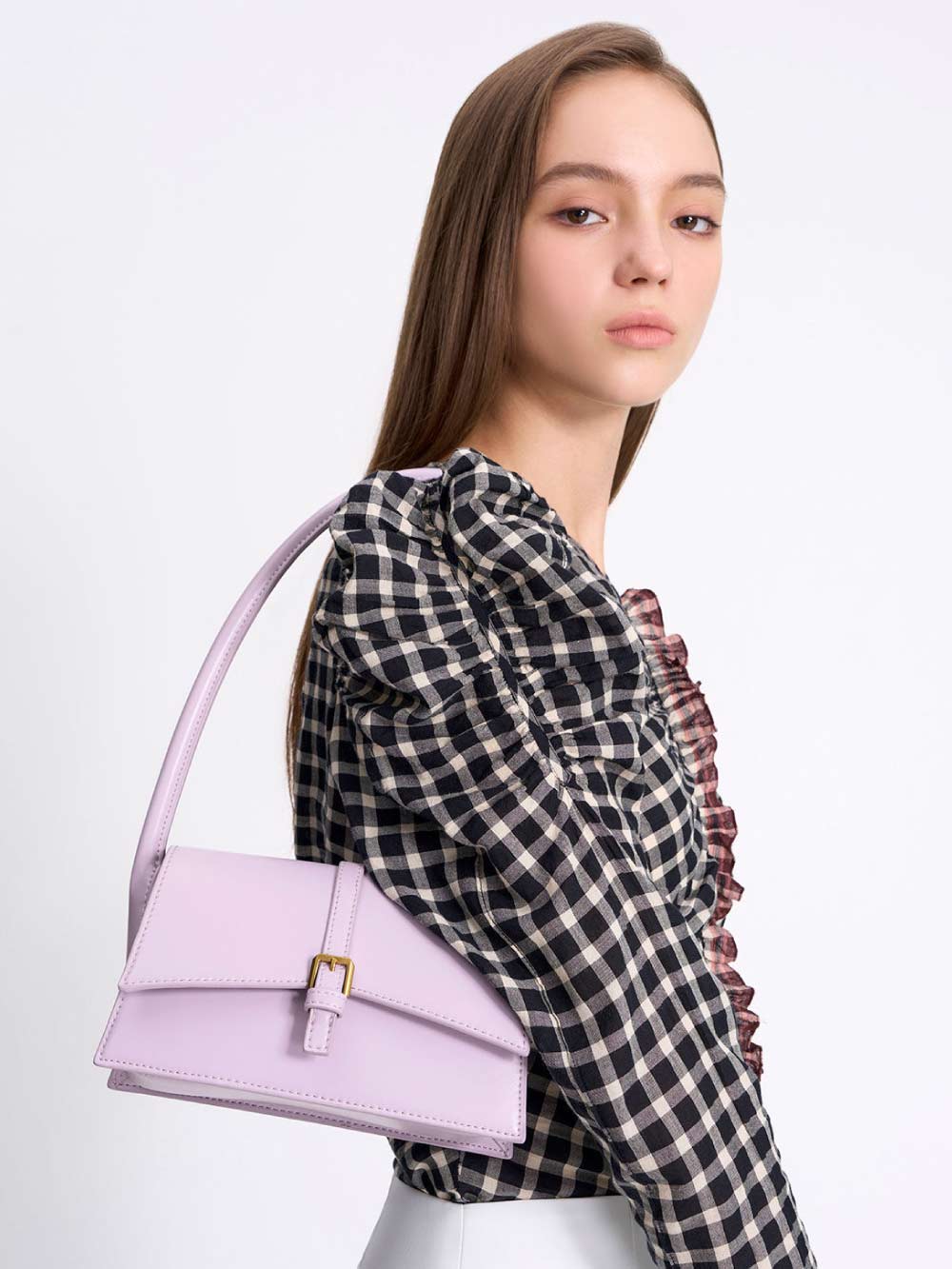 Women's lilac Annelise belted trapeze bag – CHARLES & KEITH