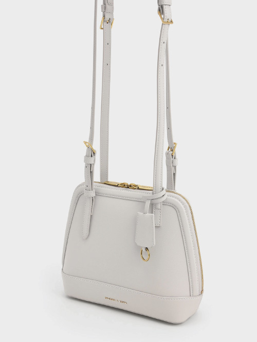 Enola Double Handle Structured Bag, Light Grey