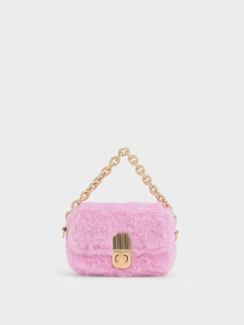 Enya Furry Chain-Handle Mini Bag