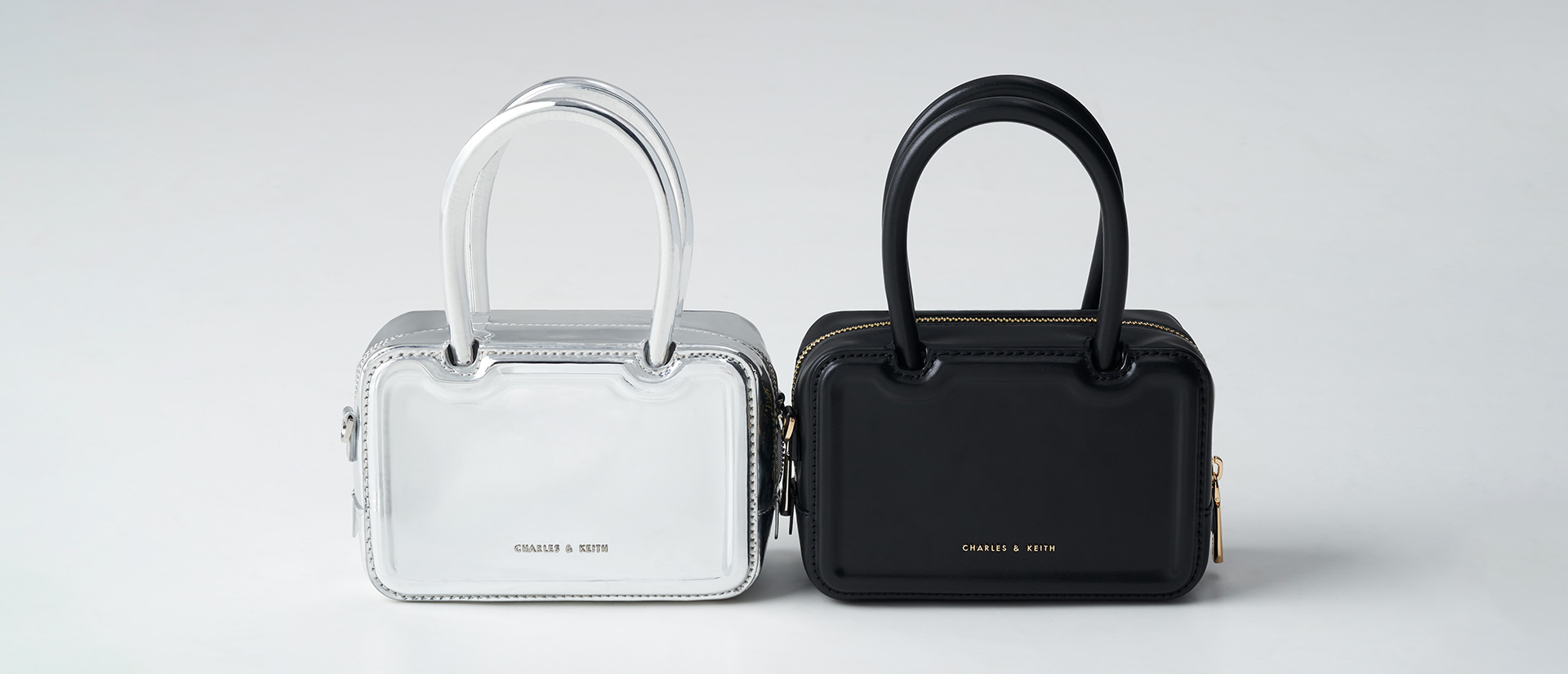 Women’s Perline elongated tote bag in black and sliver - CHARLES & KEITH
