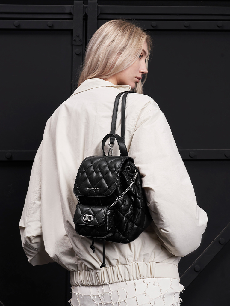 Women's Aubrielle quilted backpack in noir - CHARLES & KEITH