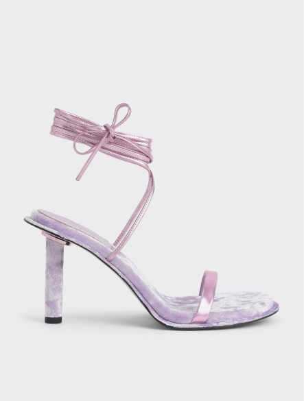 Kiera Metallic Tie-Around Stiletto Sandals