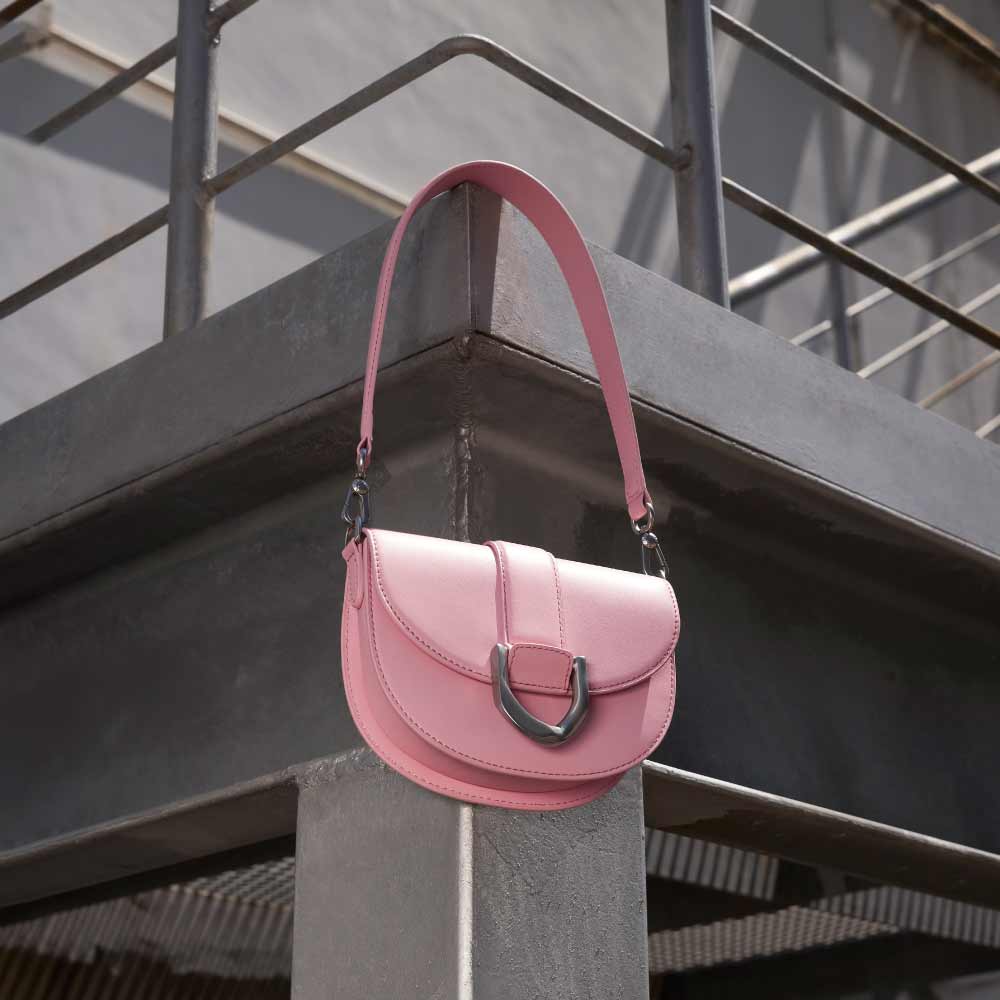 Women's pink mini Gabine leather saddle bag – CHARLES & KEITH