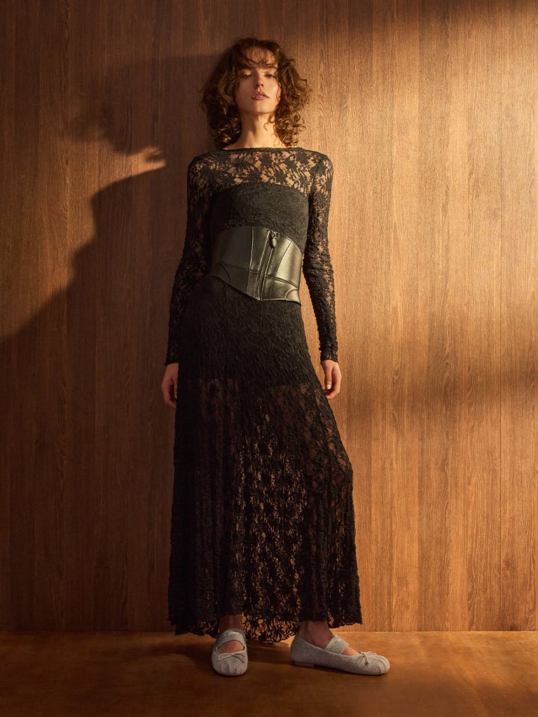 Winona Felt Bow Furry-Strap Mary Jane Flats in light grey - CHARLES & KEITH