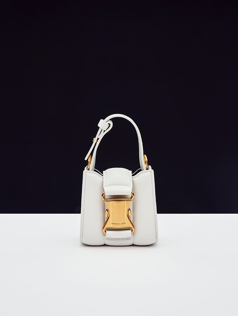 Women’s Tas Ivy Top Handle Mini in white (close up) - CHARLES & KEITH