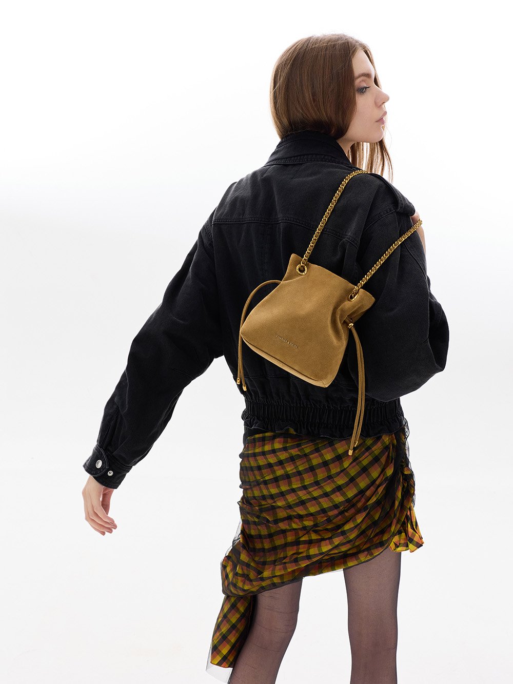 Women’s Arya recycled suede braided-strap double-handle crossbody bag in sahara sand - CHARLES & KEITH