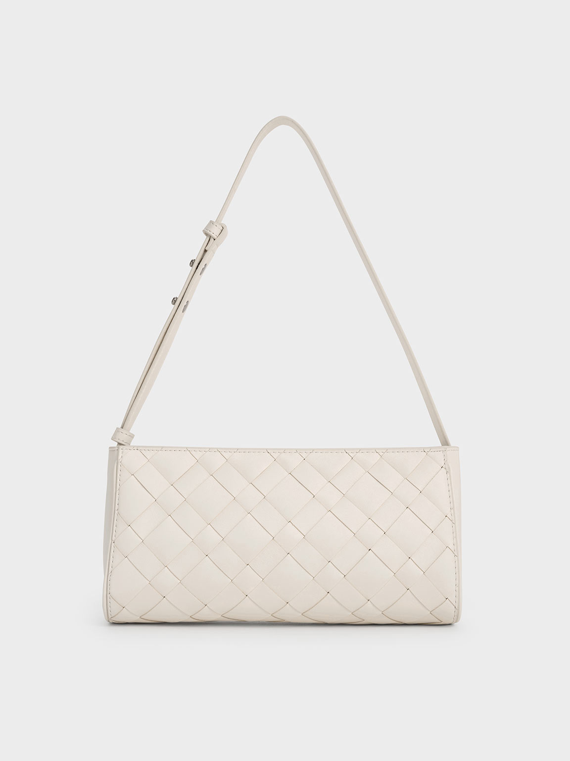 Cream Ivette Woven Elongated Shoulder Bag CHARLES KEITH