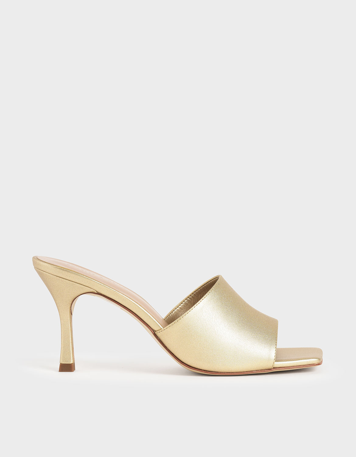 Gold Metallic Square Toe Mules - CHARLES & KEITH ID