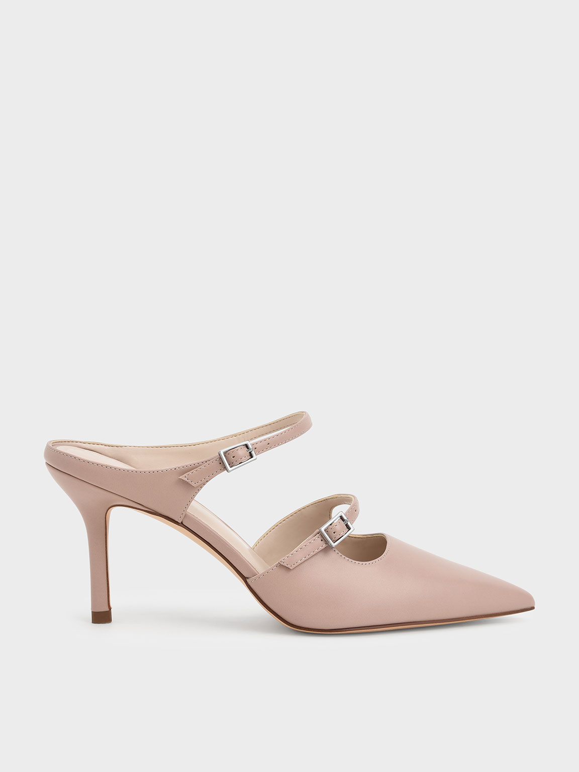 Nude Double Strap Mary Jane Mules - CHARLES & KEITH ID