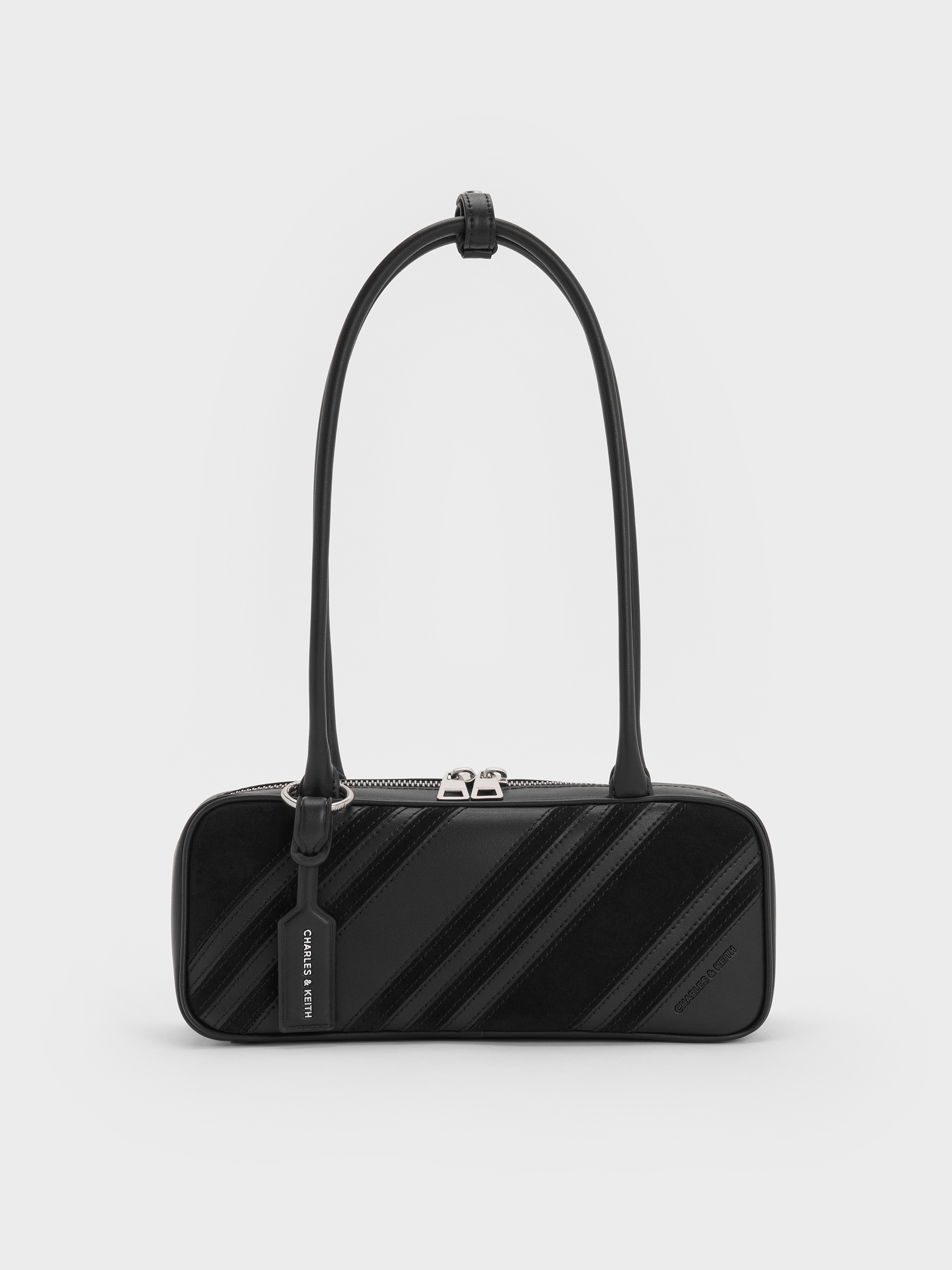 Zeya Striped Shoulder Bag - Noir - CHARLES & KEITH ID