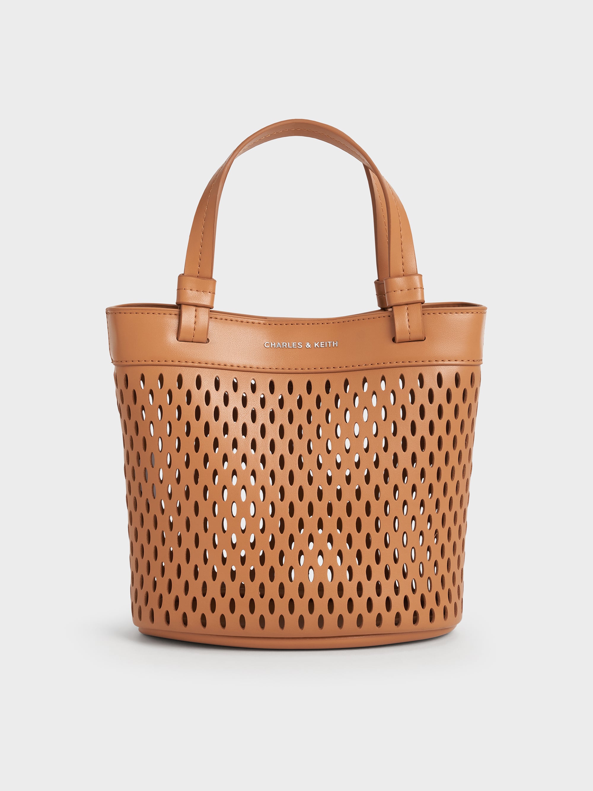 Juno Perforated Tote Bag - Russet Brown - CHARLES & KEITH ID