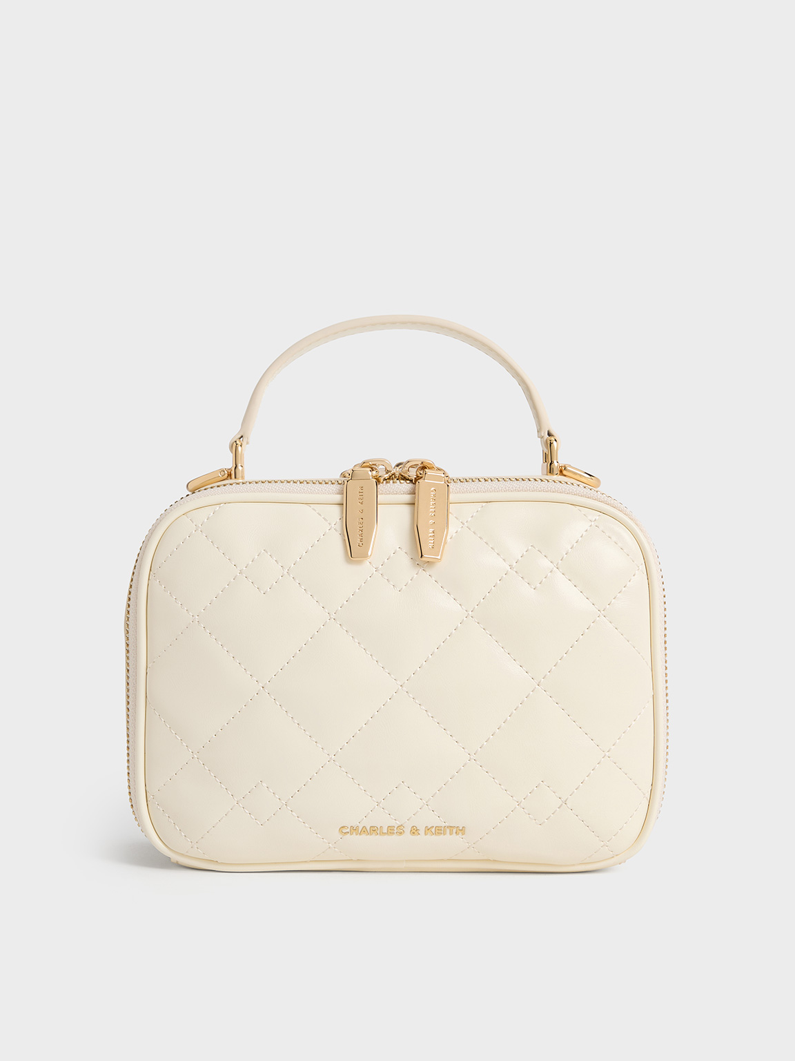 Duo Quilted Vanity Bag - Cream - CHARLES & KEITH ID