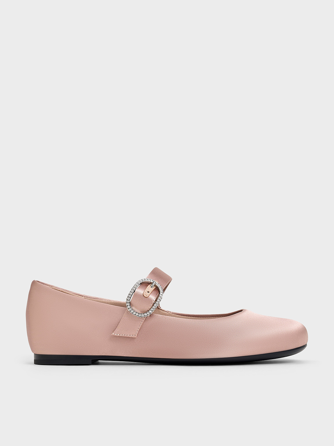 Nude Jannie Satin Crystal-Buckle Mary Janes - Nude - Shoes
