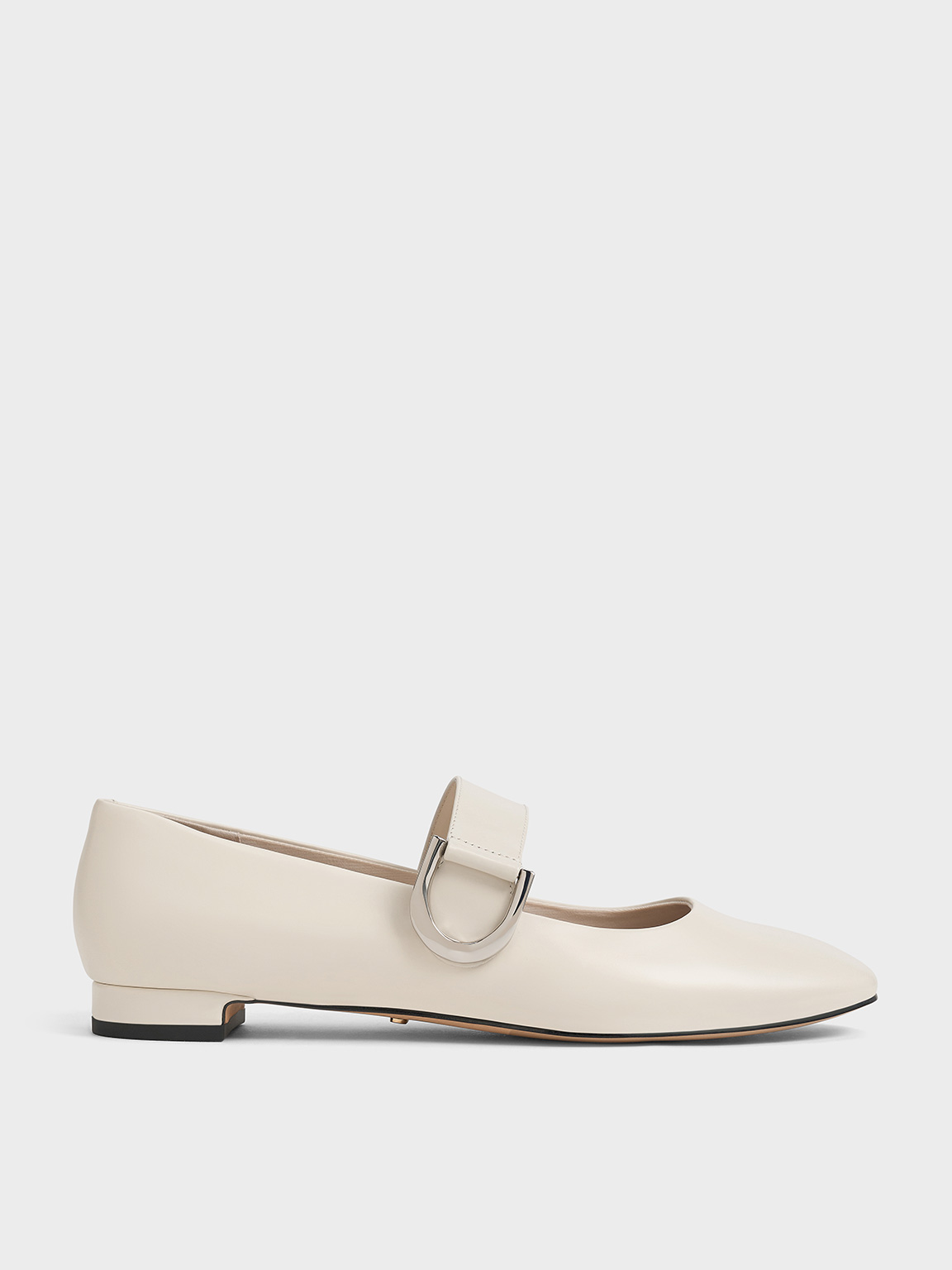 White Gabine Leather Mary Janes CHARLES KEITH