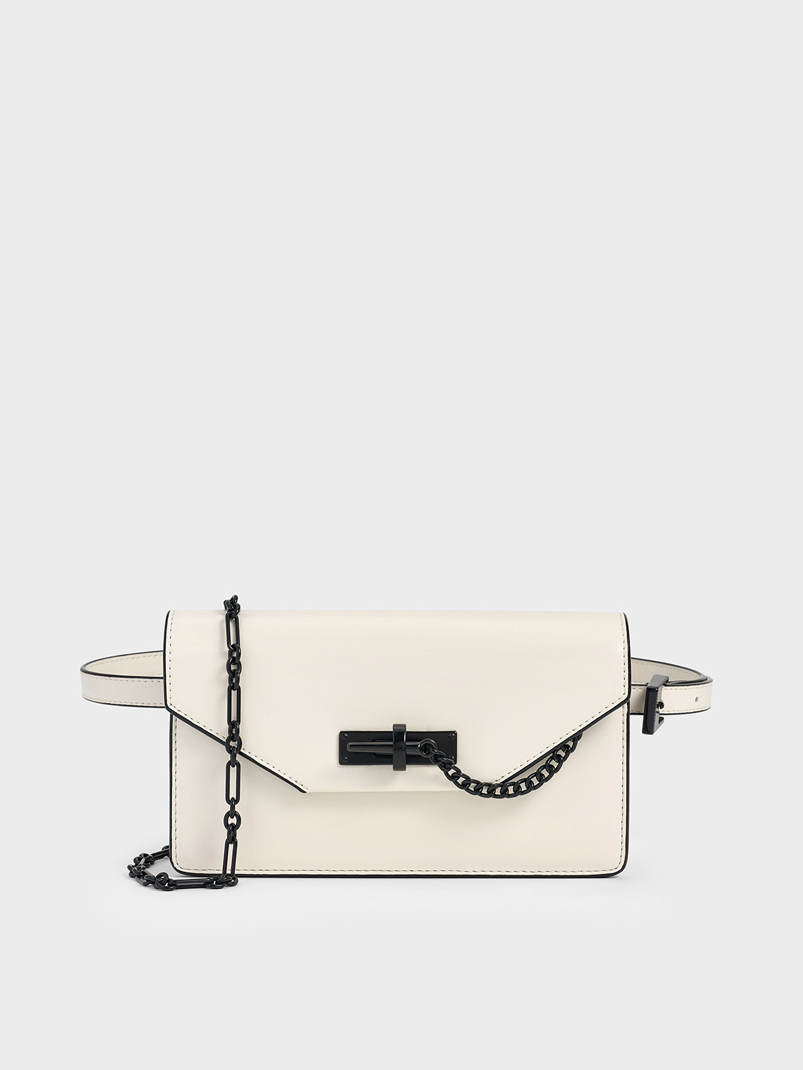 Cream Samantha Envelope Chain-Embellished Crossbody Bag Cream Samantha Envelope Chain-Embellished Crossbody Bag