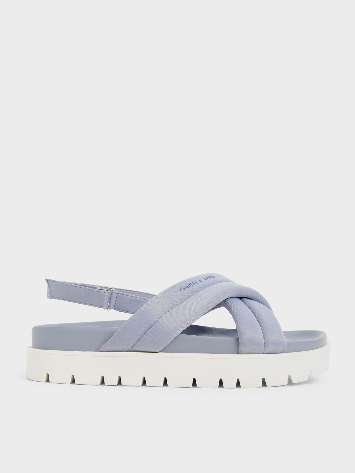 Light Blue Recycled Polyester Padded Sports Sandals - CHARLES & KEITH ID