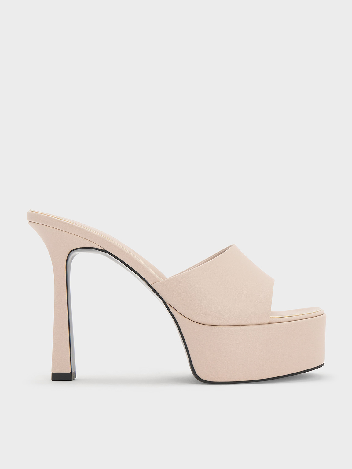 Nude High-Heel Platform Mules Nude Shoes CHARLES KEITH ID