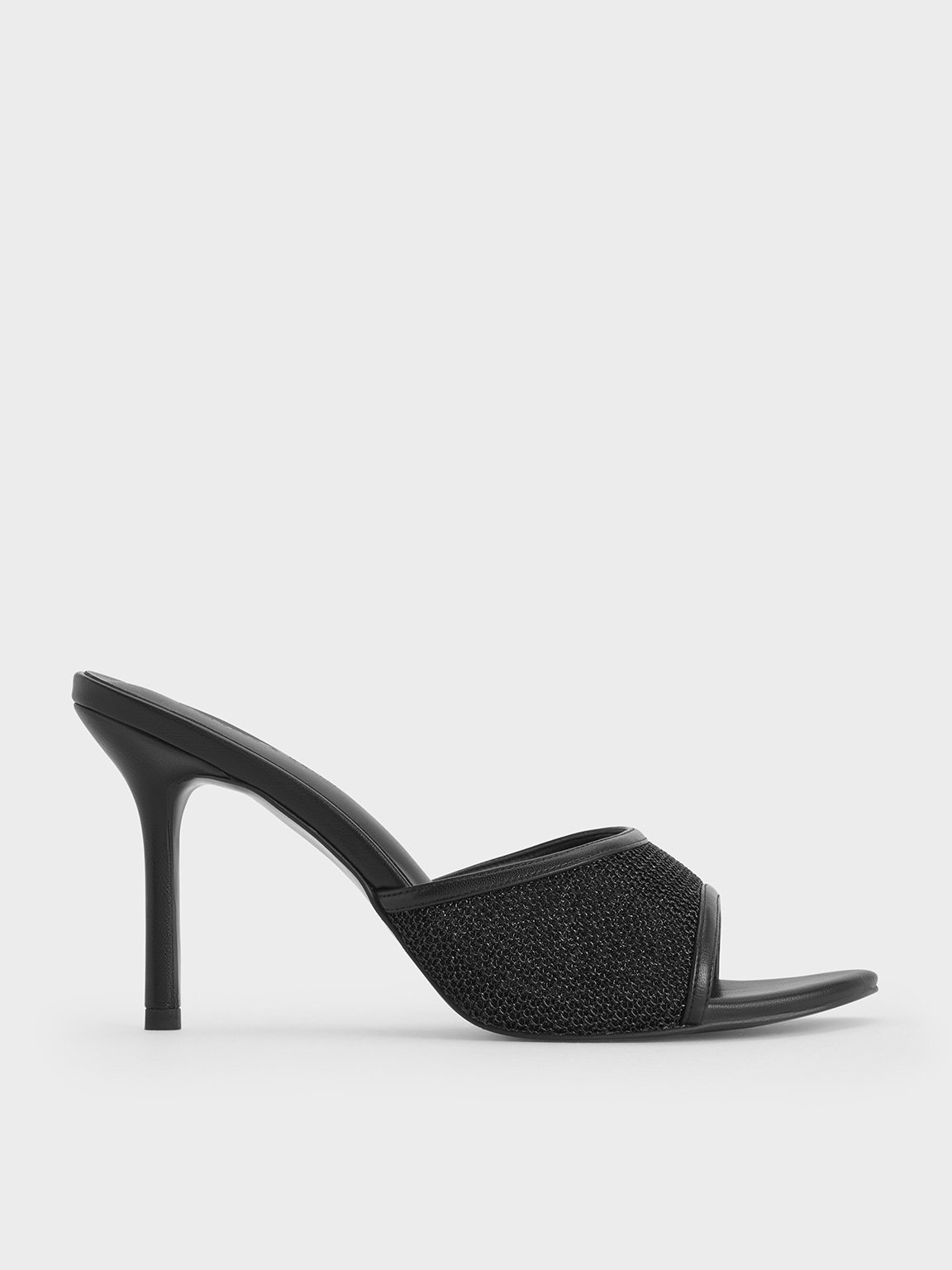 Sepatu Mule Heel Sandal Blktxt Sepatu Mules Stiletto-Heel Mesh