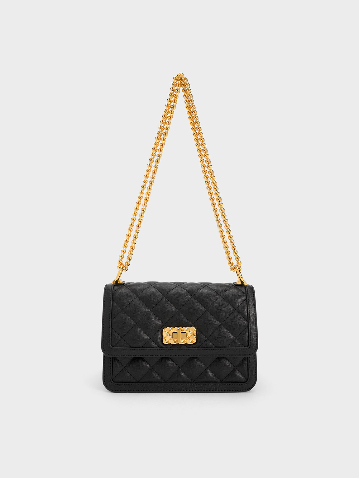 Black Micaela Quilted Chain Bag - CHARLES & KEITH ID