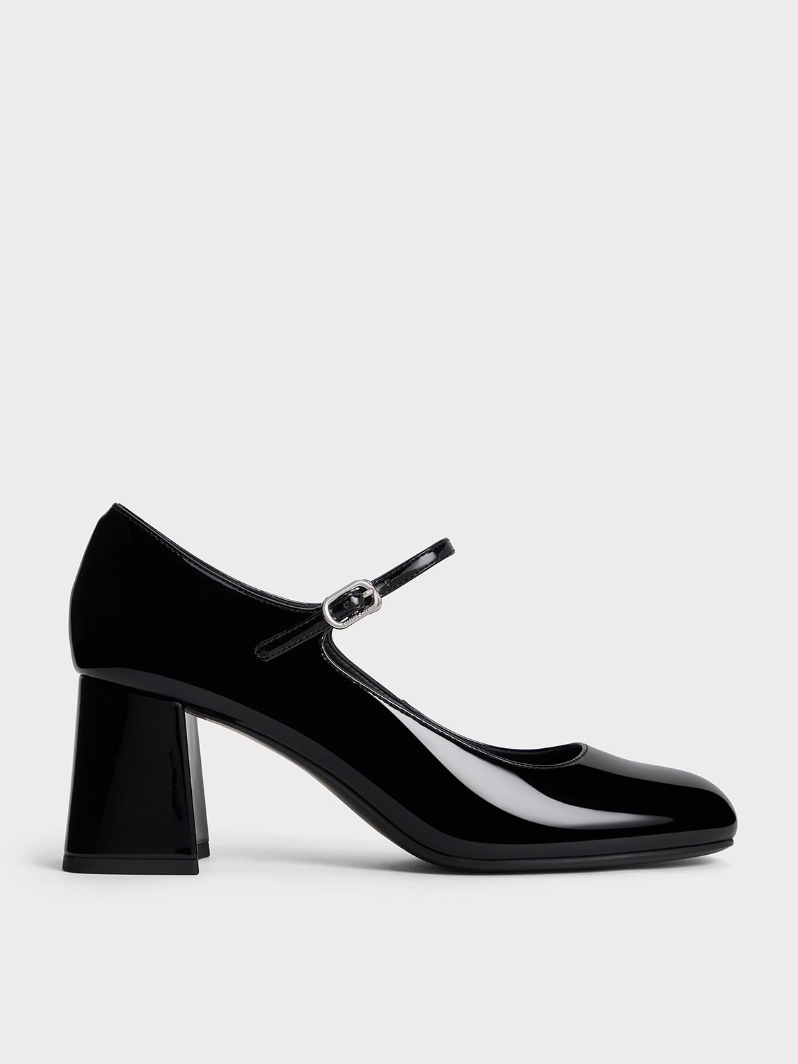 Black Patent Block-Heel Mary Jane Pumps Black Patent Shoes