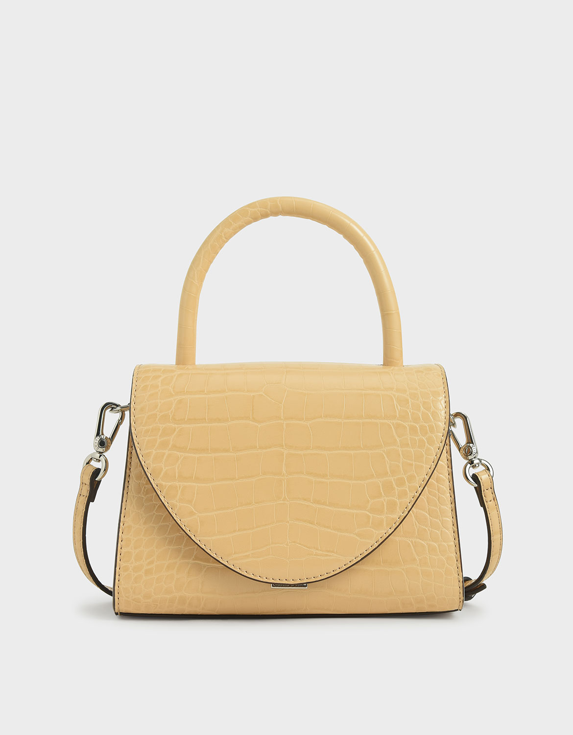 Yellow Tas Top Handle Structured Croc 