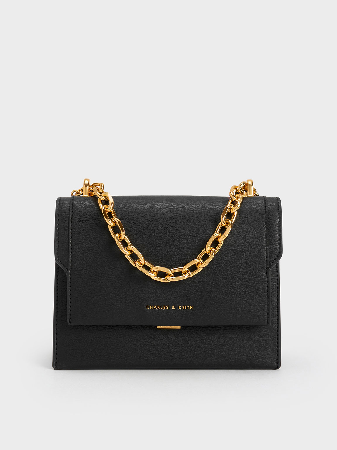 Black Front Flap Chain Handle Bag CHARLES KEITH ID
