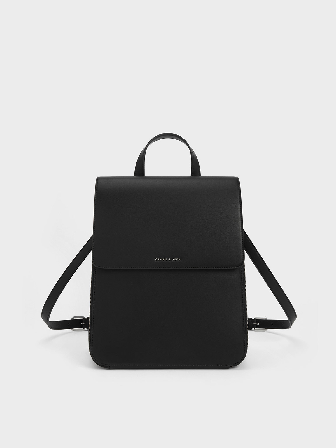 Noir Octavia Front Flap Structured Backpack CHARLES KEITH ID