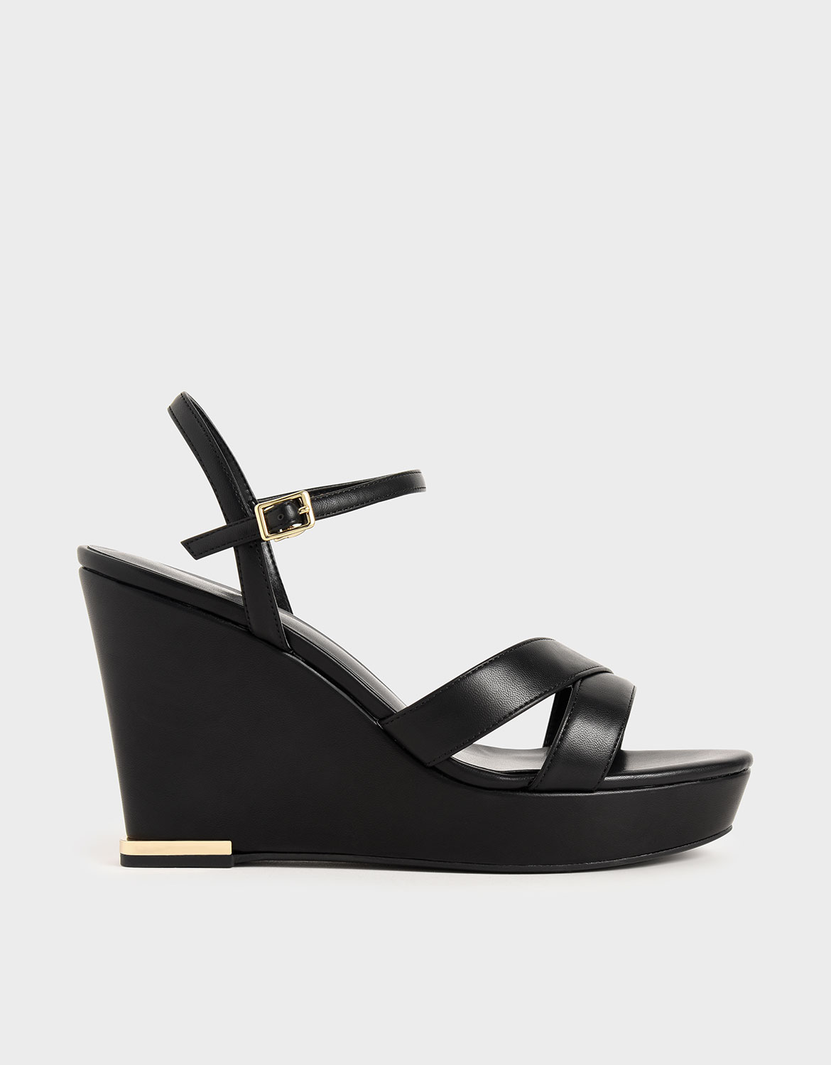 all black platform wedges