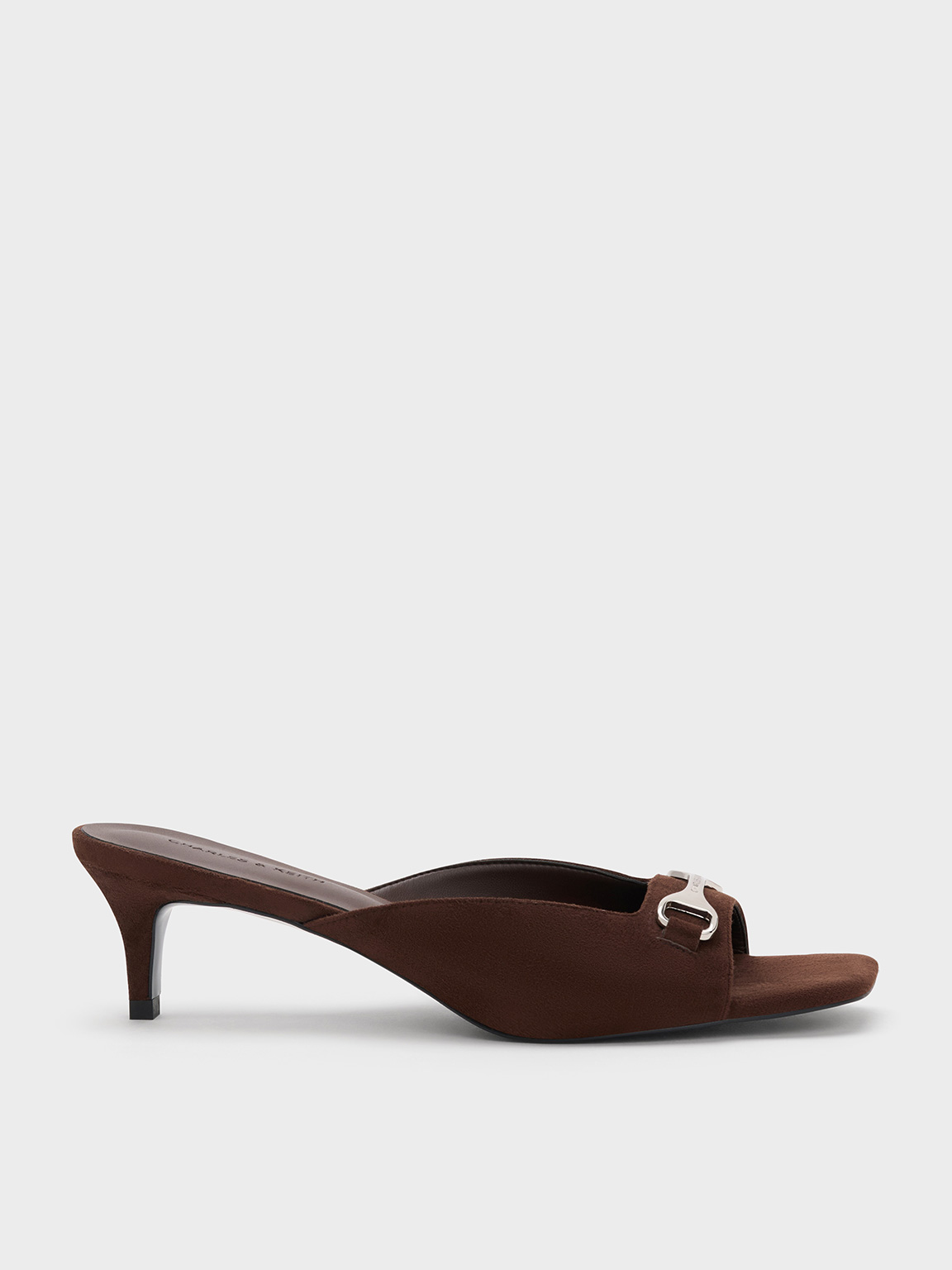 Dark Brown Leslie Faux Suede Kitten-Heel Mules - Dark Brown